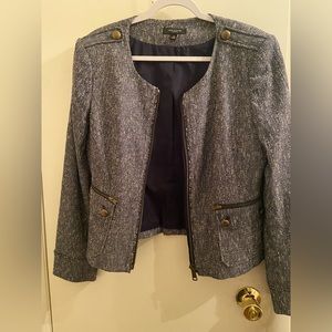 Ann Taylor Size 12 Blue Tweed Like Zipper Jacket